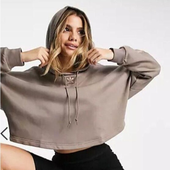 *sold on Mercari Adidas New Neutrals Cropped Hoodie Size Medium *part of a set - Picture 5 of 5